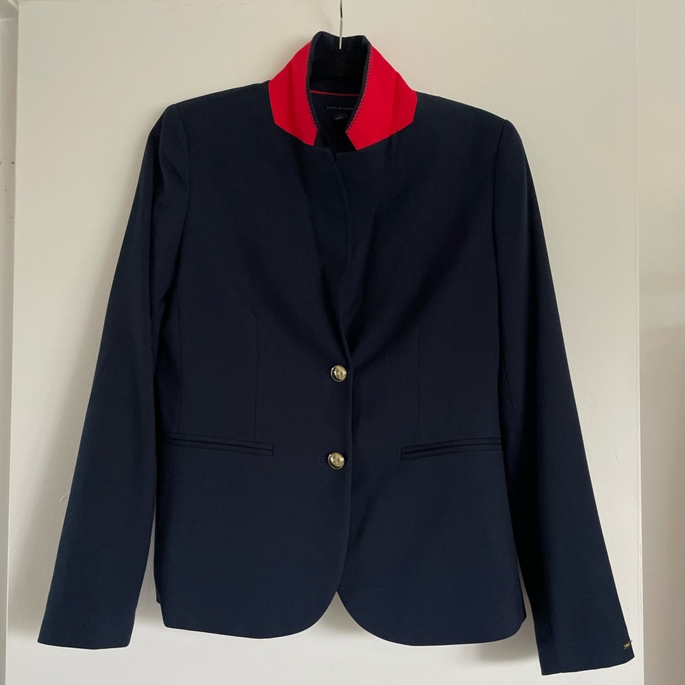 RARE Tommy Hilfiger Limited Edition Navy Blazer | Gold Buttons & Red Collar - Picture 15 of 16